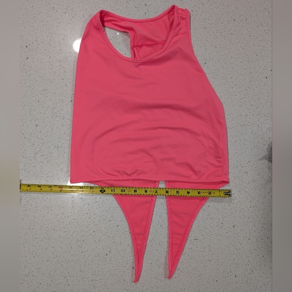 FIVE Dancewear Extra Large Gymnastics Dance Leotard NEON Hot Pink 80's Tie Top - Picture 4 of 4